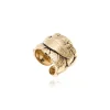 Lucy adjustable foliage ring in fine gold-plated metal - white