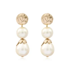 Lucy clip-on earrings in gold-tone metal - white