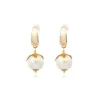 Lucy cotton bead hoop earrings - white