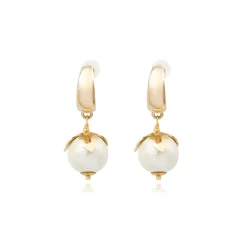Lucy cotton bead hoop earrings - white