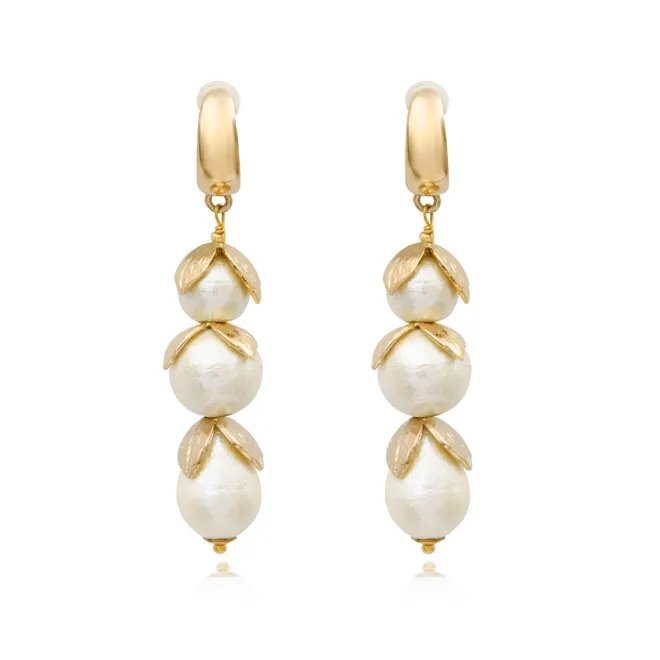 Lucy long hoop earrings - white