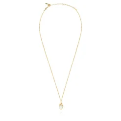 Lucy pendant necklace in fine gold-plated metal and cotton pearl - white