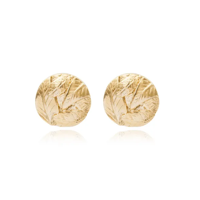 Lucy round clip-on earrings - white