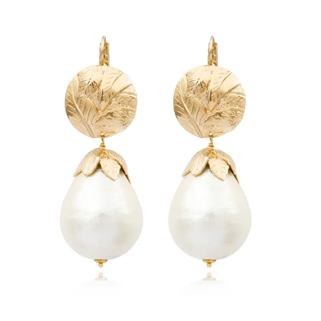 Lucy thin sleeper earrings - white