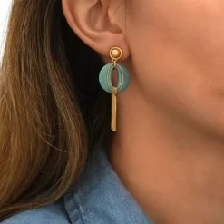 Masseria long pierced stud earrings - turquoise