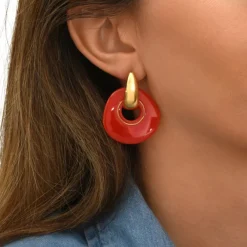 Masseria pierced stud earrings - coral
