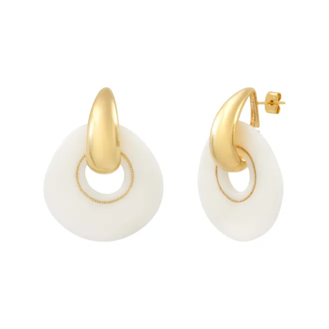 Masseria pierced stud earrings - white