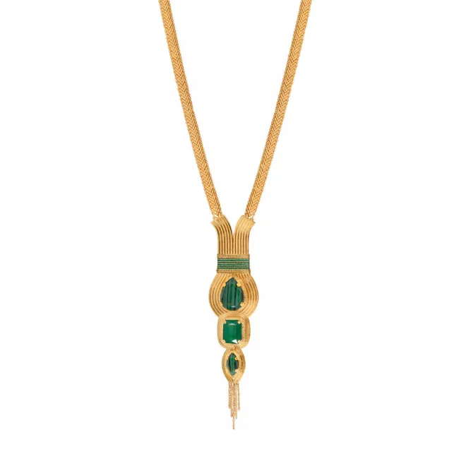 Mid-length Sun Necklace - Green