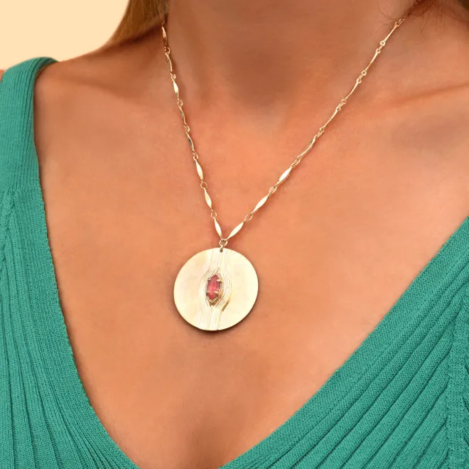 Mid-length Sun Necklace - Pink