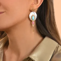 Mindoro pierced drop earrings - white mother-of-pearl