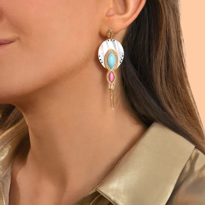 Mindoro pierced drop earrings - white mother-of-pearl
