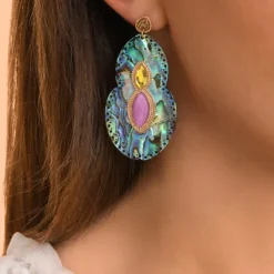Mindoro pierced stud earrings - iridescent blue
