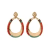 Ninon clip-on earrings - turquoise and red