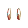 Ninon hoop earrings - turquoise and red