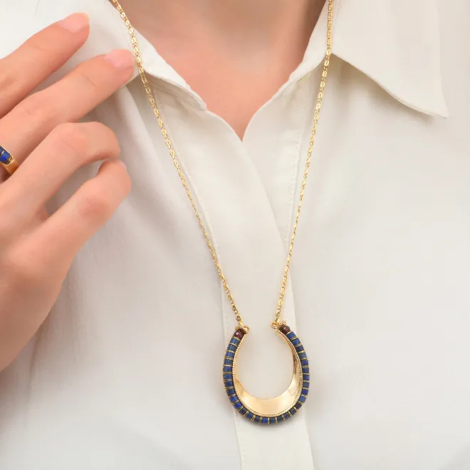 Ninon long necklace - blue