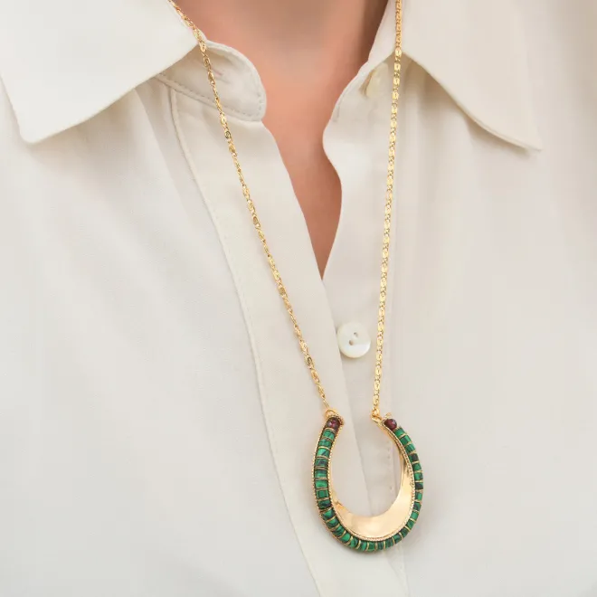 Ninon long necklace - green