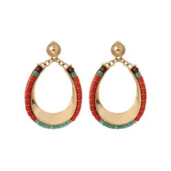 Ninon pierced stud earrings - turquoise and red