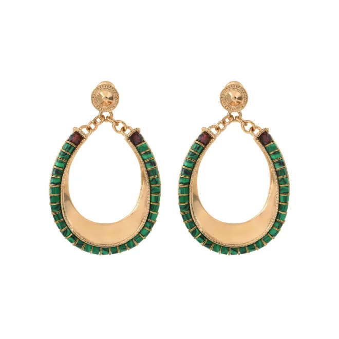 Ninon pierced stud earrings - green