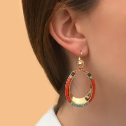 Ninon sleeper earrings - turquoise and red