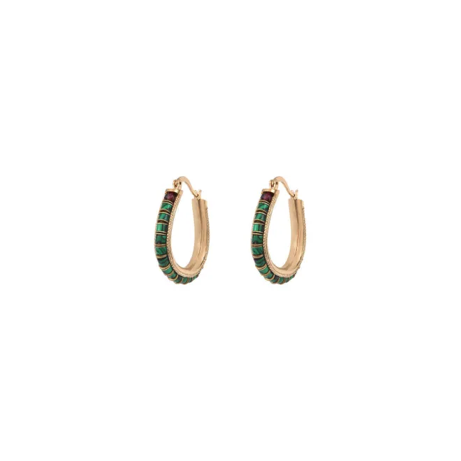 Ninon thin hoop earrings - green