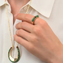 Ninon wide ring - green