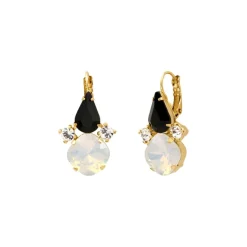 Noémie rhinestone sleeper earrings - black and white