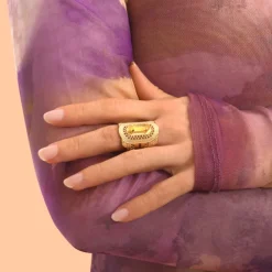 Noor adjustable medium ring - yellow