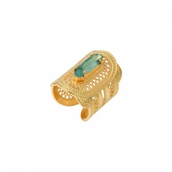 Noor adjustable medium ring - green