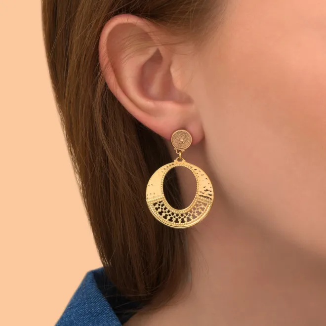 Noor pierced stud earrings - gold