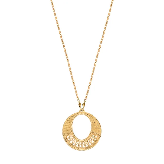Noor round pendant necklace - gold