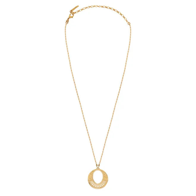 Noor round pendant necklace - gold