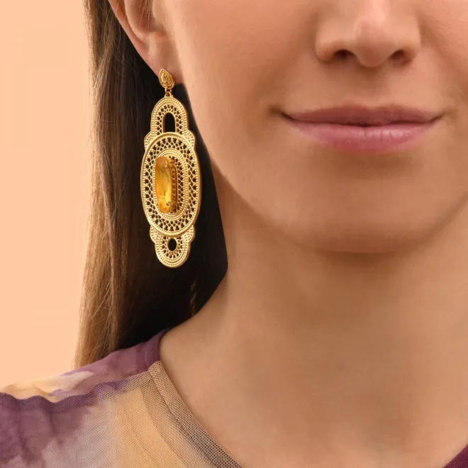 Noor wide stud earrings - yellow