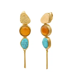 Noto long clip-on earrings - turquoise
