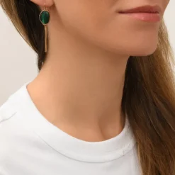 Noto long sleeper earrings - green