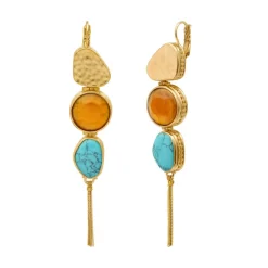 Noto tassel sleeper earrings - turquoise