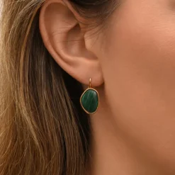 Noto thin sleeper earrings - green