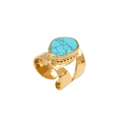 Noto wide medium adjustable ring - turquoise
