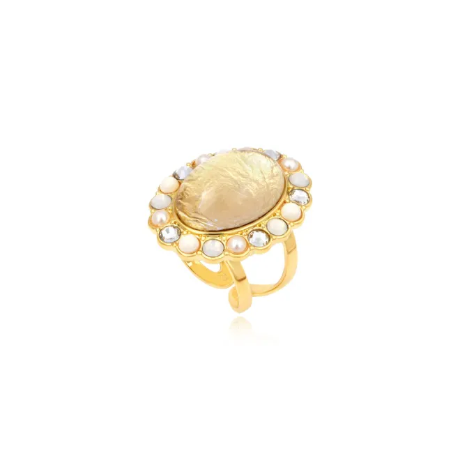 Océane medium oval adjustable ring – white