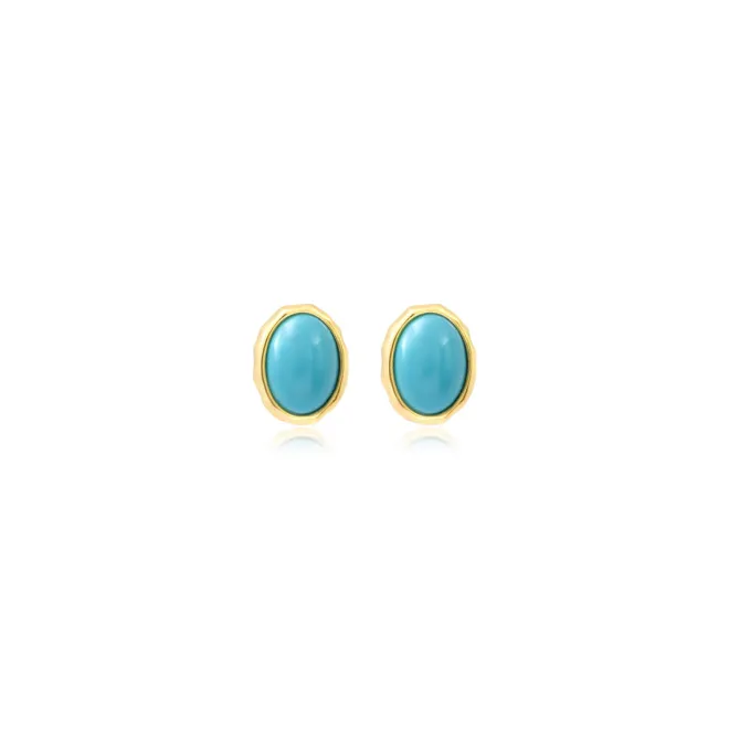 Océane oval pierced stud earrings – turquoise