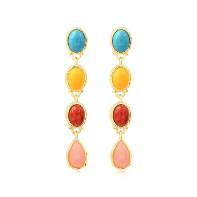 Oceane long pierced stud earrings – multicoloured