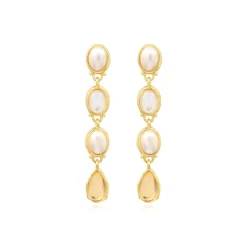 Oceane long pierced stud earrings – white
