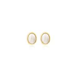 Oceane oval pierced stud earrings – white