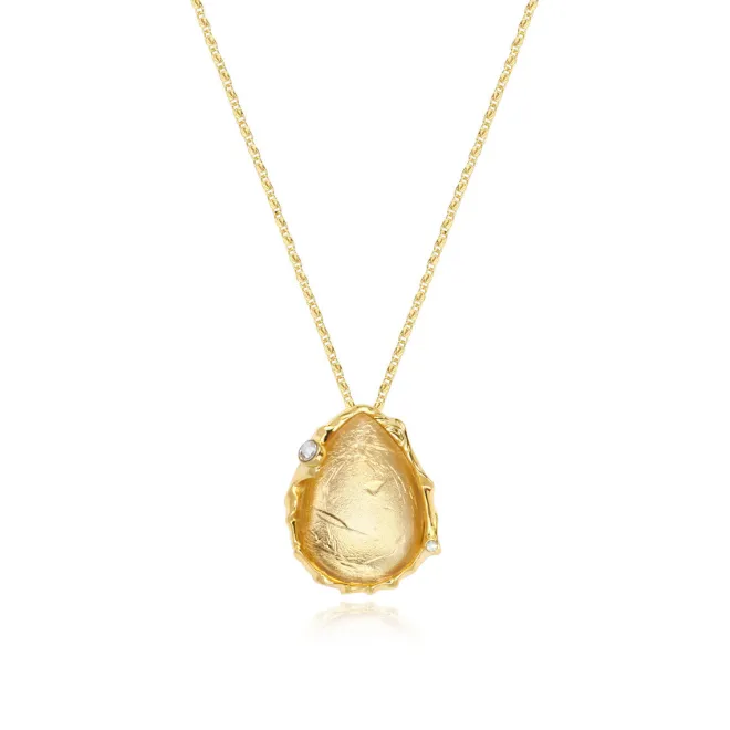 Oceane pendant necklace – white and gold
