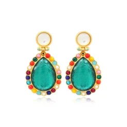 Oceane pierced stud earrings – turquoise