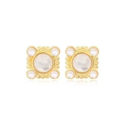 Oceane seashell clip-on earrings – white
