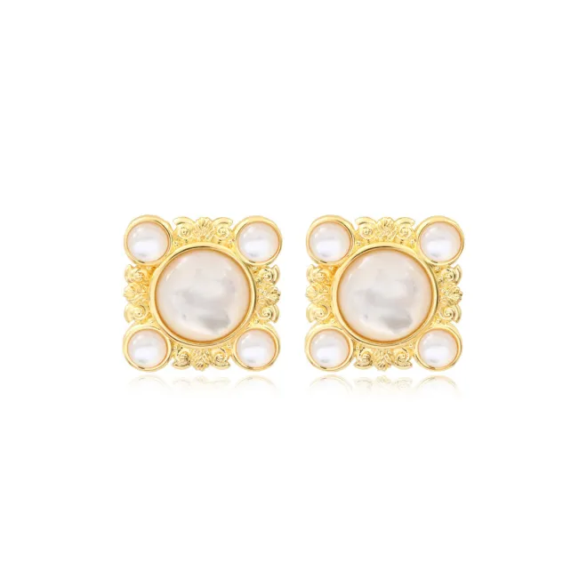 Oceane seashell clip-on earrings – white