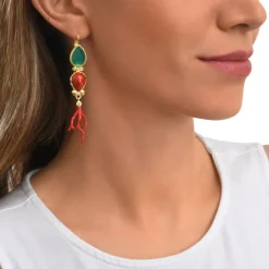 Oceane sleeper earrings – turquoise and red