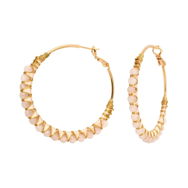 Panarea hoop earrings - rose quartz