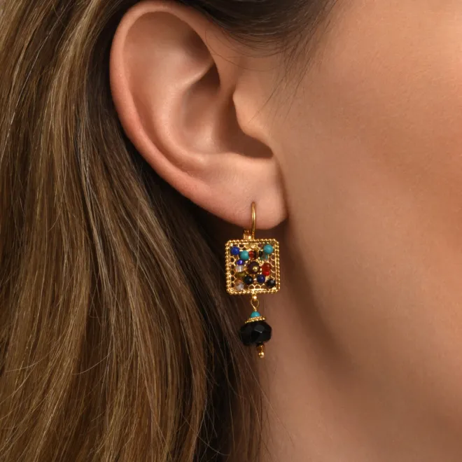 Persian square earrings - multicolored