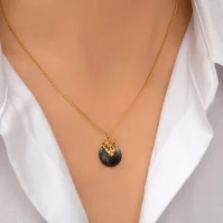 Positano adjustable pendant necklace - grey mother-of-pearl